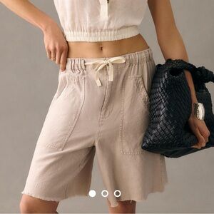 Anthropology Relaxed Wide Leg Linen Short